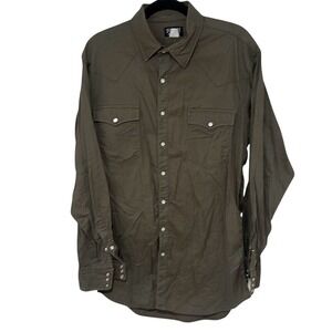 Vintage 90's Schaefer Mens Green High Lonesome Pearl Snap Button Up Shirt Size X